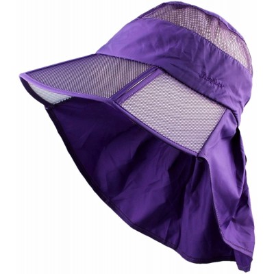 Sun Hats Women Sun Protection Hat-Ultra Thin Lightweight Foldable Garden Flap Cap - 04-purple - C712EMMFZ7V $12.38