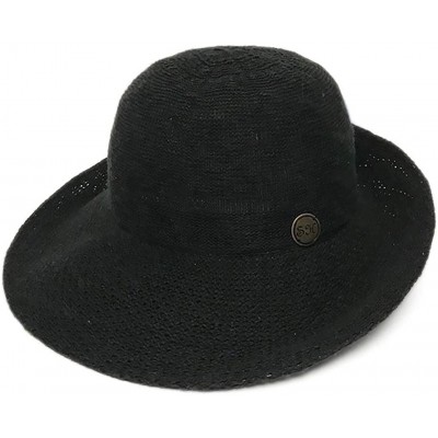 Sun Hats Crushable Half Turn Brim One Size Fits Most Hand Dyed Cotton Blend Sun Hat - Black - C018REUA27W $30.40