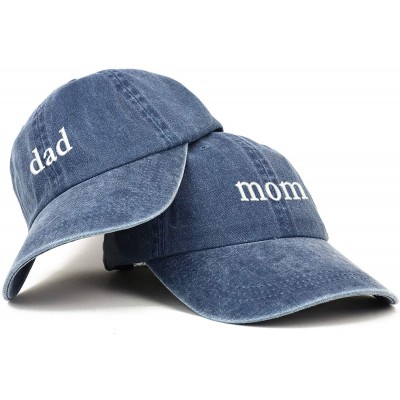 Baseball Caps Mom and Dad Pigment Dyed Couple 2 Pc Cap Set - Navy Navy - C218I7GL6LC $38.12