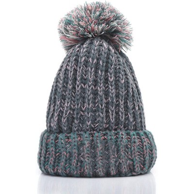 Skullies & Beanies Women Winter Knit Beanie- Thickened Windproof Hat- Warm Lining Trendy Warm Cap - Grey - CF18AUSGYX2 $26.99