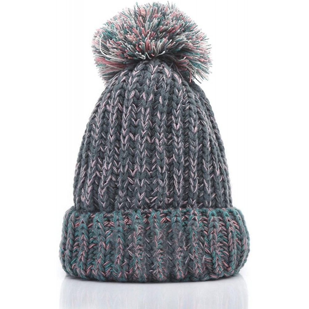 Skullies & Beanies Women Winter Knit Beanie- Thickened Windproof Hat- Warm Lining Trendy Warm Cap - Grey - CF18AUSGYX2 $10.80