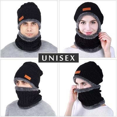 Skullies & Beanies Winter Men Hat Scarf Set- Beanie Hat Neck Warmer for Women - 1 Black - CF18I50H5L5 $7.82