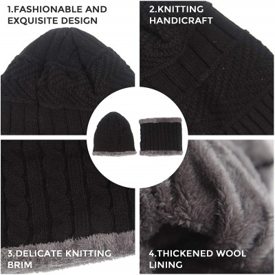 Skullies & Beanies Winter Men Hat Scarf Set- Beanie Hat Neck Warmer for Women - 1 Black - CF18I50H5L5 $7.82