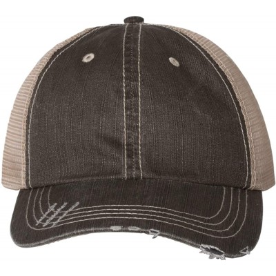 Baseball Caps Mega Cap 6990 - Herringbone Unstructured Trucker Cap - Brown/Khaki - C9188Z9N9H2 $9.73