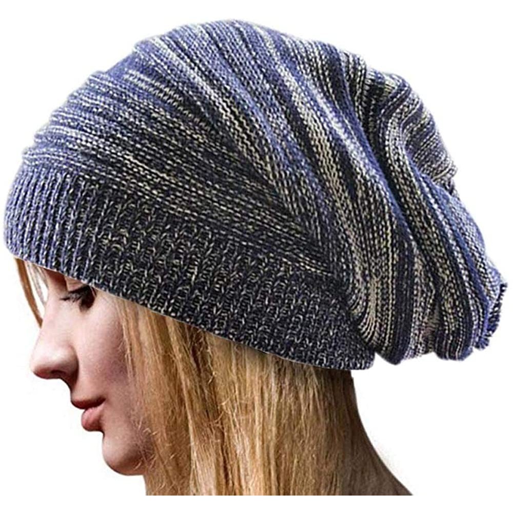Berets Unisex Plain Long Beanie - Blue - CB11T8WIY1F $17.52