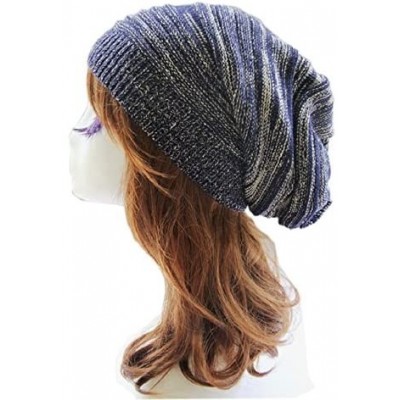 Berets Unisex Plain Long Beanie - Blue - CB11T8WIY1F $17.52