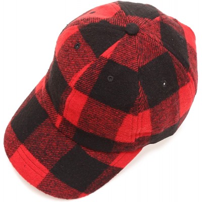Baseball Caps Men's Wool Blend Baseball Cap with Adjustable Size Strap - Plaid Red - CS18HA3ETQ3 $14.98