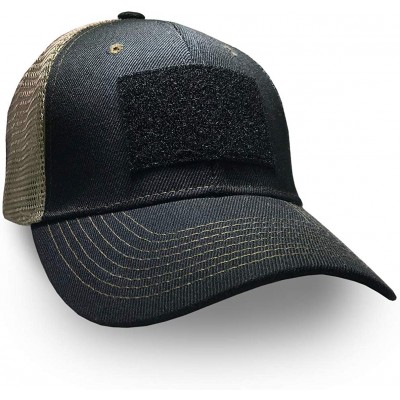 Baseball Caps Black/Tan Trucker Hat with Velcro Patch - CR18UA089ZQ $13.81