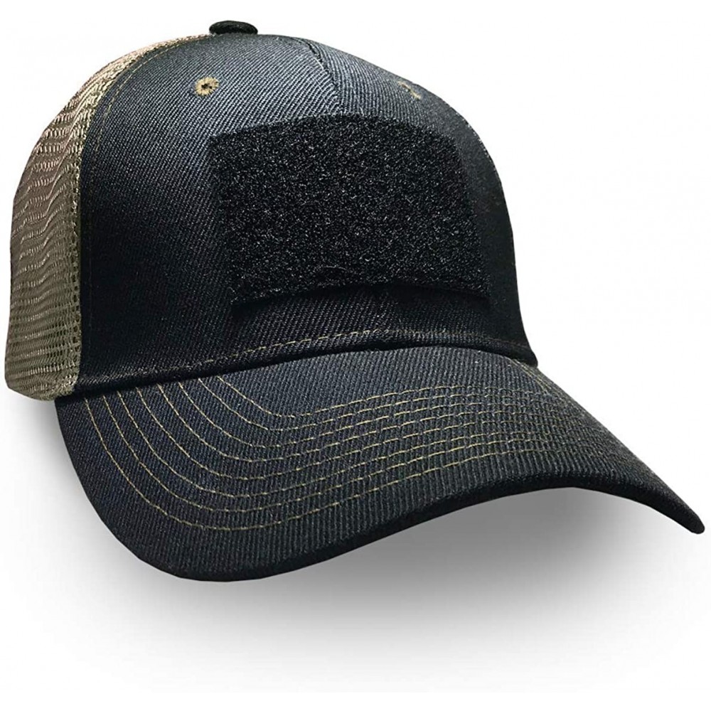 Baseball Caps Black/Tan Trucker Hat with Velcro Patch - CR18UA089ZQ $13.81