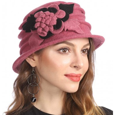 Berets Women's Winter Warm 100% Wool Beret Beanie Cloche Bucket Hat - Hot Pink - CE18YCG02H6 $8.61