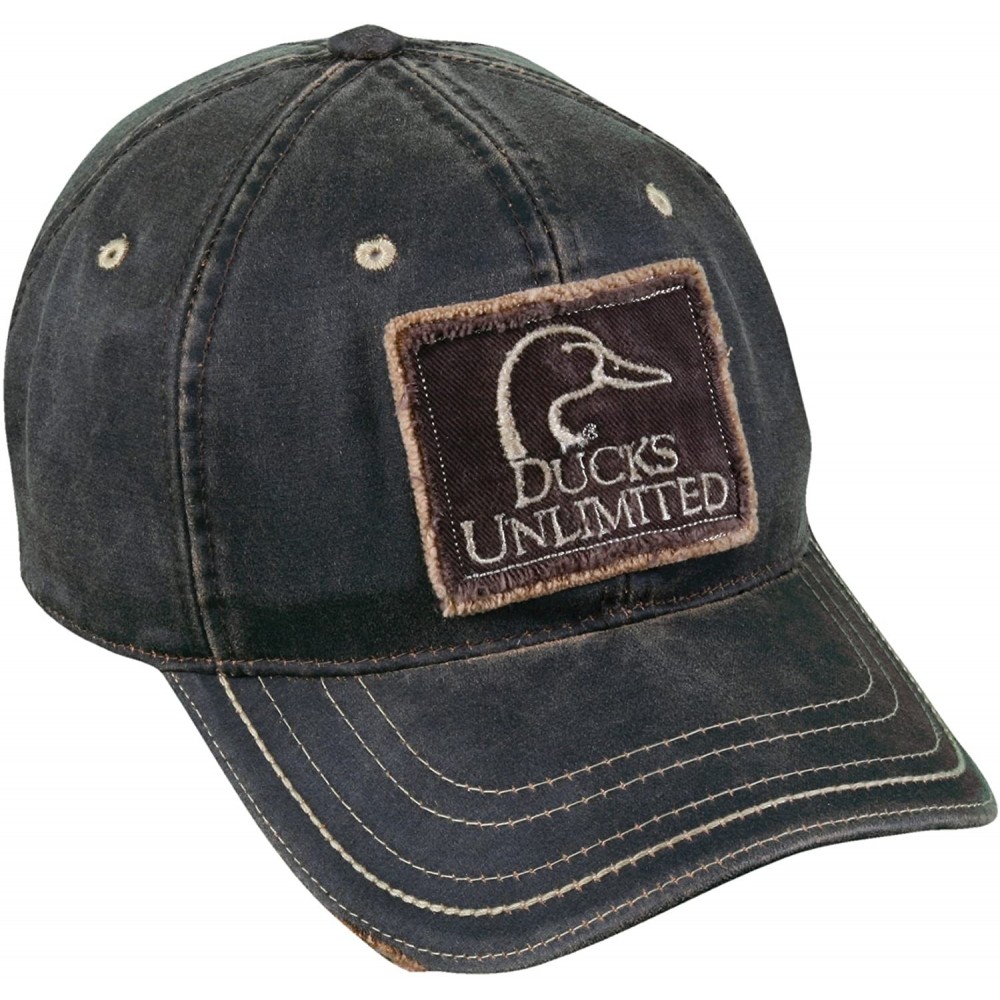 Baseball Caps Ducks Unlimited Frayed Patch on Weathered Cotton Cap- Dark Brown - C81105FLBD7 $17.95