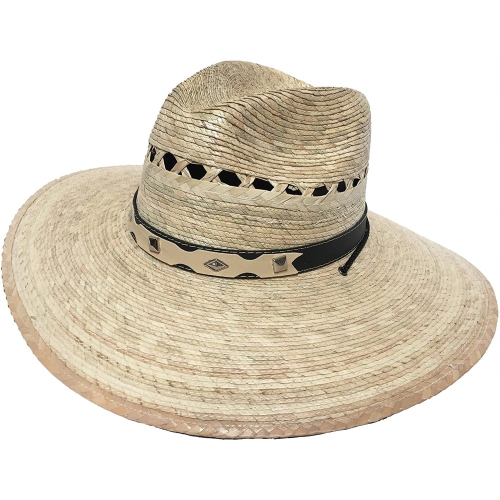 Cowboy Hats Mexican Palm Western Sombrero Cowboy Hat Safari Sun Lifeguard Gardener SPF Big Brim - Natural / Safari Crown - CH...