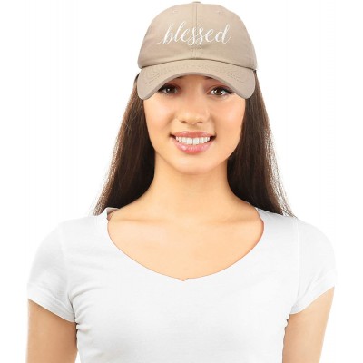 Baseball Caps Blessed Women's Baseball Cap Soft Cotton Dad Hat - Khaki - CG18RRGEXHM $15.29