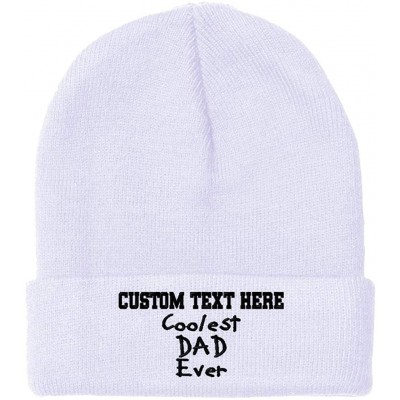 Skullies & Beanies Custom Beanie for Men & Women Coolest Dad Ever Black Embroidery Skull Cap Hat - White - CD18ZWQ8MH3 $16.13