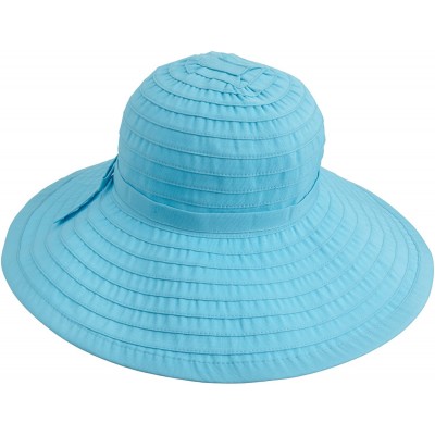 Sun Hats Women's Ribbon Large Brim Hat - Aqua - CS1143BNX49 $27.10