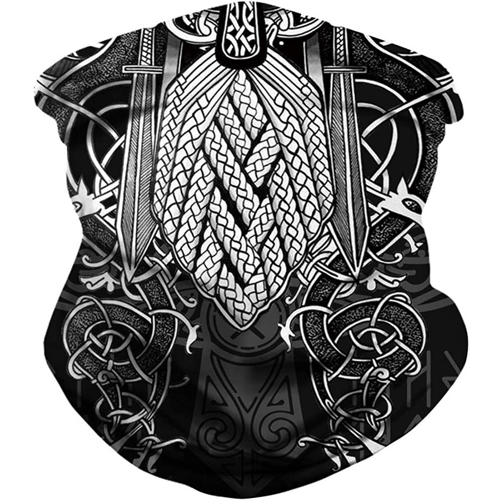 Balaclavas Rave Bandana for Men Women Neck Gaiter Scarf Dust Wind Balaclava Headwear - Odin - CM199U0A4GH $10.68