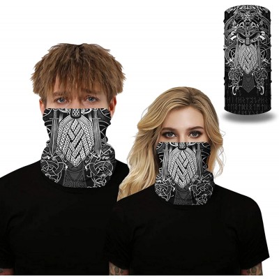 Balaclavas Rave Bandana for Men Women Neck Gaiter Scarf Dust Wind Balaclava Headwear - Odin - CM199U0A4GH $10.68