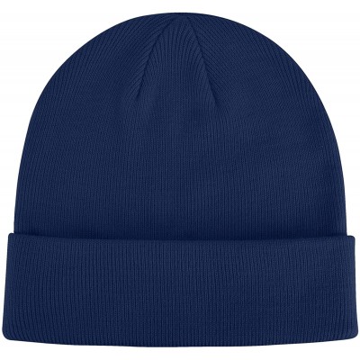 Skullies & Beanies Beanie Hat for Women and Men - Winter Warm Knit Hats Unisex Plain Thick Skull Cap - Navy - CF18WAZ8ZMI $8.52
