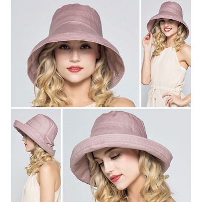 Sun Hats Women's Cotton Bucket Hat Sun Summer Color Beach Caps Big Fold-up Brim - Purple - CX17Z5OC7IG $17.30