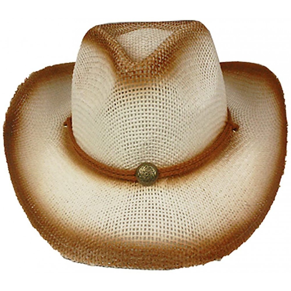 Cowboy Hats Silver Fever Fashionable Ombre Woven Straw Cowboy Hat - Brown - CO12BWNO0J7 $23.34