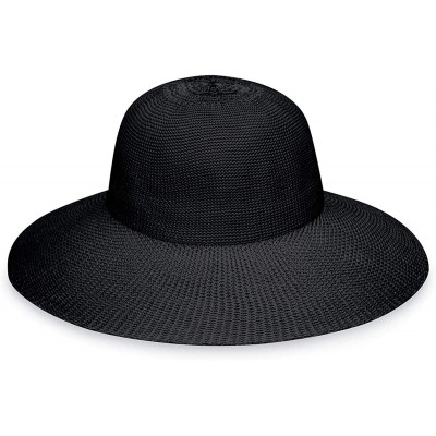 Sun Hats Women's Victoria Diva Sun Hat- Packable Straw Hat - Black - C211CYRH0K7 $35.45