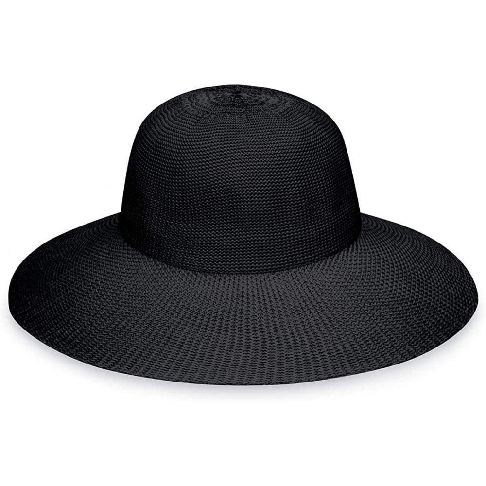 Sun Hats Women's Victoria Diva Sun Hat- Packable Straw Hat - Black - C211CYRH0K7 $35.45