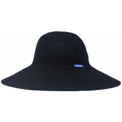 Sun Hats Women's Victoria Diva Sun Hat- Packable Straw Hat - Black - C211CYRH0K7 $35.45