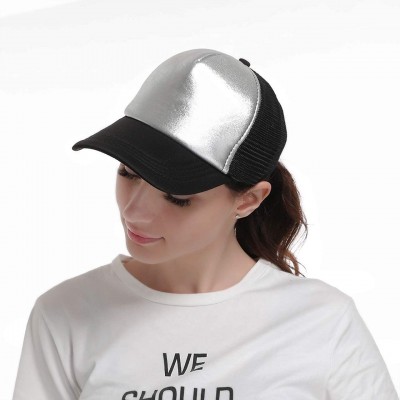 Baseball Caps Women Mermaid Magic Sequin Adjustable Baseball Cap Hip Hop Snapback Hat Mesh Trucker Sun Hat Cap - 02-sliver - ...