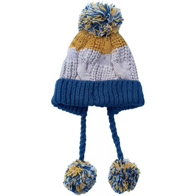Skullies & Beanies Women Fleece Lined Winter Beanie Hat Ski Cap Ear Flaps Peruvian Dual Layered Pompoms - A07-ht016-lanse - C...