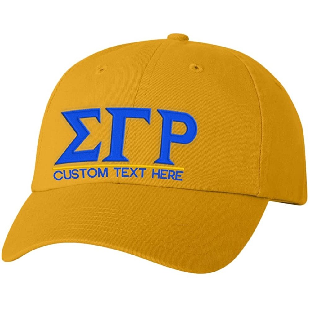 Skullies & Beanies Personalized Sigma Gamma Rho Greek Line Hat - Gold - CH18CWMR34Z $23.63