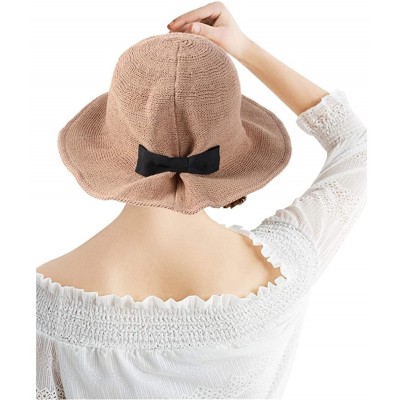 Sun Hats Women's Sun Hat- Floppy Adjustable Drawstring UV Beach Sun Straw Hat - 01 Khaki Summer Sun Hat - CA18SLROY6L $17.00