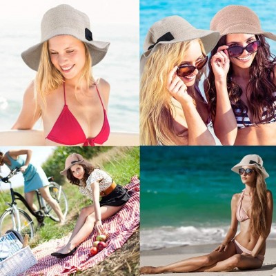 Sun Hats Women's Sun Hat- Floppy Adjustable Drawstring UV Beach Sun Straw Hat - 01 Khaki Summer Sun Hat - CA18SLROY6L $17.00