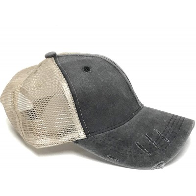 Baseball Caps Adult Men's Women's Blank Distressed Trucker Hat Baseball Cap Black Tan Plain Vintage - Black/Tan Hat - Custom ...