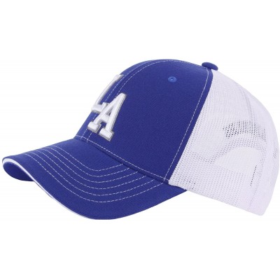 Baseball Caps Unisex LA Embroidered Major Baseball Cool Mesh Camping Hat Truckers Ball Cap - Blue - CL1866ET0WC $16.92