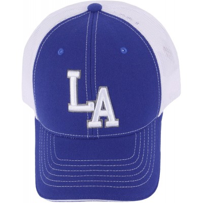 Baseball Caps Unisex LA Embroidered Major Baseball Cool Mesh Camping Hat Truckers Ball Cap - Blue - CL1866ET0WC $16.92