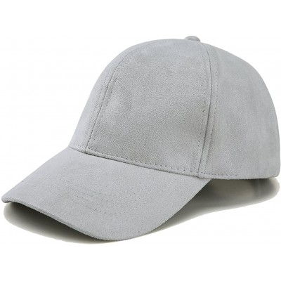 Baseball Caps Unisex Adjustable Snapback Hat Faux Suede Leather Baseball Cap - Grey - C017YKKQQ70 $11.63