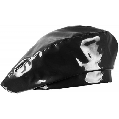 Berets Vegan Leather Beret Hats Women French - Black - C018RZTOMQ4 $28.42