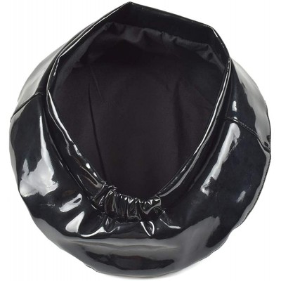 Berets Vegan Leather Beret Hats Women French - Black - C018RZTOMQ4 $11.23