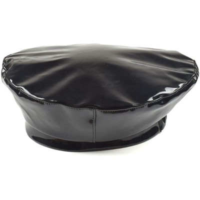 Berets Vegan Leather Beret Hats Women French - Black - C018RZTOMQ4 $11.23