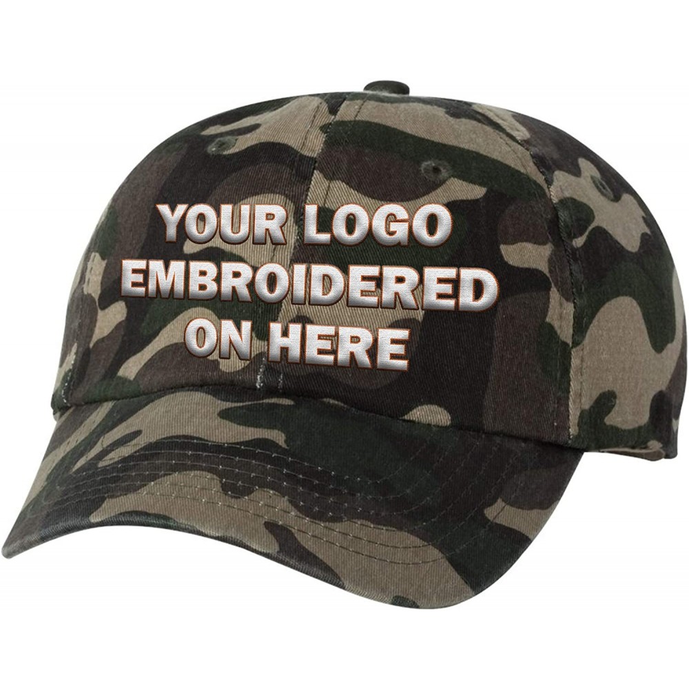 Baseball Caps Custom Dad Soft Hat Add Your Own Embroidered Logo Personalized Adjustable Cap - Green Camo - C81953WCX8L $24.29