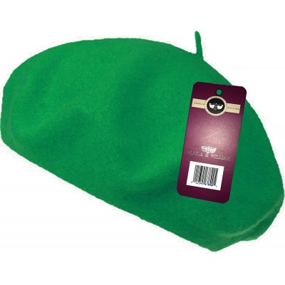 Berets Winter 100% Wool Warm French Art Basque Beret Tam Beanie Hat Cap - Kelly Green - C818KIH6CCX $21.28