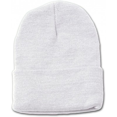 Skullies & Beanies Long Cuff Beanie Cap - White - CS112I1SQ3J $11.57