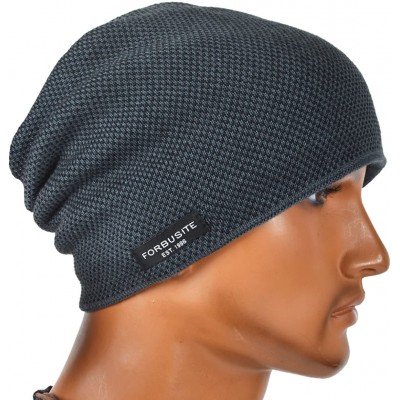 Skullies & Beanies Mens Beanie Hat Fleece Lined Knit Hat Thick Skull Cap - Grey - C5187DGMGY0 $11.13