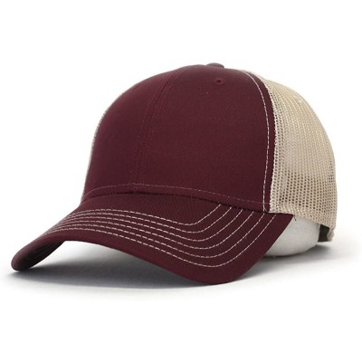 Baseball Caps Plain Cotton Twill Mesh Adjustable Snapback Low Profile Baseball Cap - Maroon/Maroon/Khaki - C918EZE2GMO $12.78