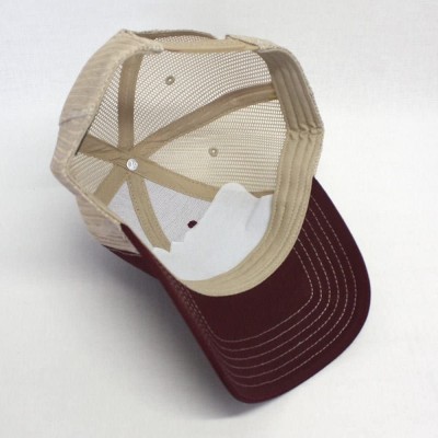 Baseball Caps Plain Cotton Twill Mesh Adjustable Snapback Low Profile Baseball Cap - Maroon/Maroon/Khaki - C918EZE2GMO $12.78