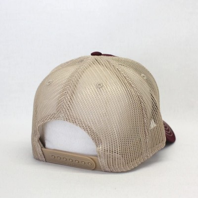 Baseball Caps Plain Cotton Twill Mesh Adjustable Snapback Low Profile Baseball Cap - Maroon/Maroon/Khaki - C918EZE2GMO $12.78