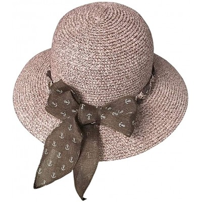 Sun Hats Sun Hat for Women Straw Summer Beach Wide Brim - Brown - CC18NI5S8QQ $9.82