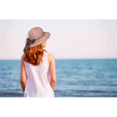 Sun Hats Sun Hat for Women Straw Summer Beach Wide Brim - Brown - CC18NI5S8QQ $9.82