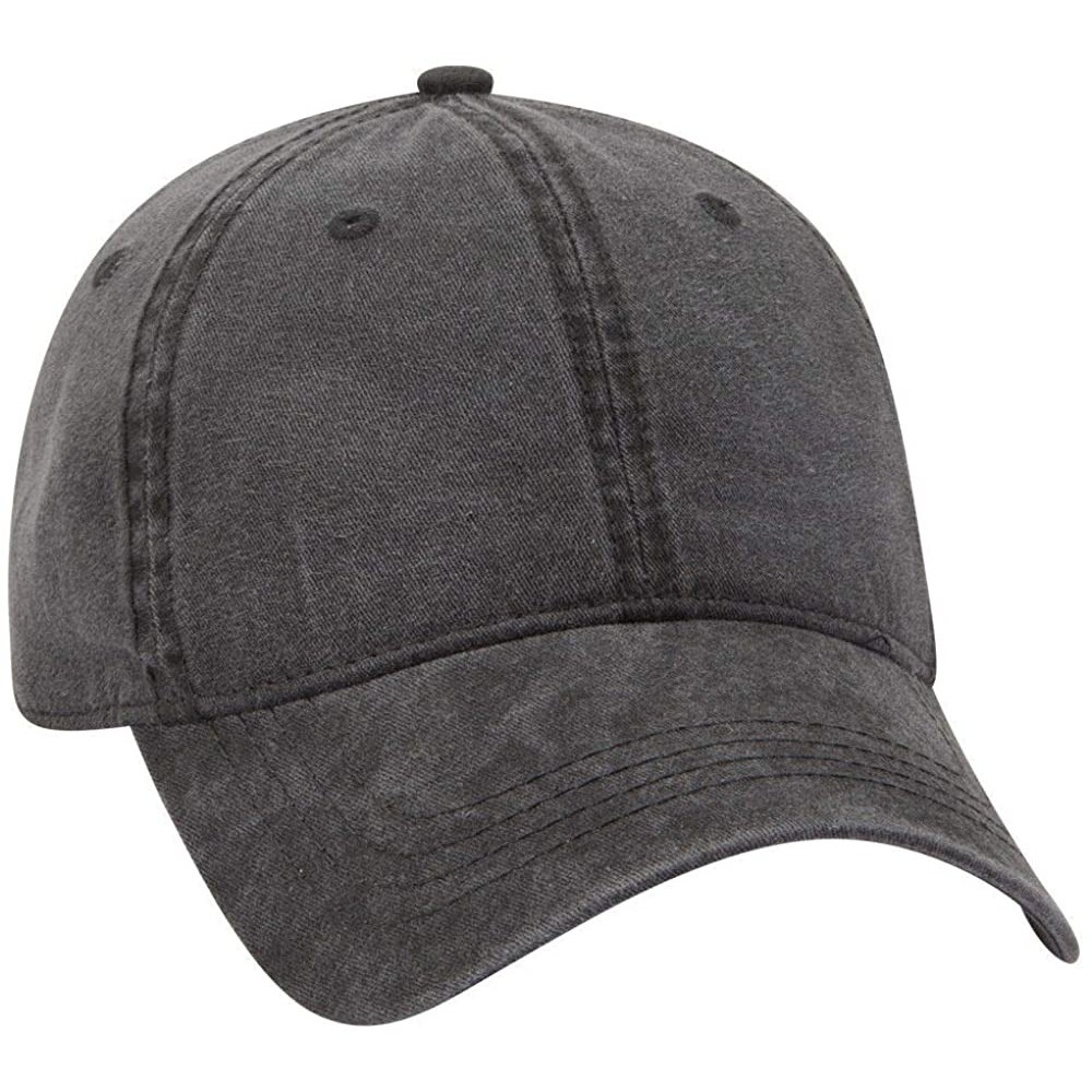 Baseball Caps 6 Panel Low Profile Garment Washed Pigment Dyed Baseball Cap - Black - CB12IVB8KIF $13.33