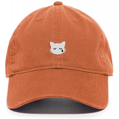 Baseball Caps Crying Cat Baseball Cap Embroidered Cotton Adjustable Dad Hat - Orange - CB18AEHWKTY $15.83